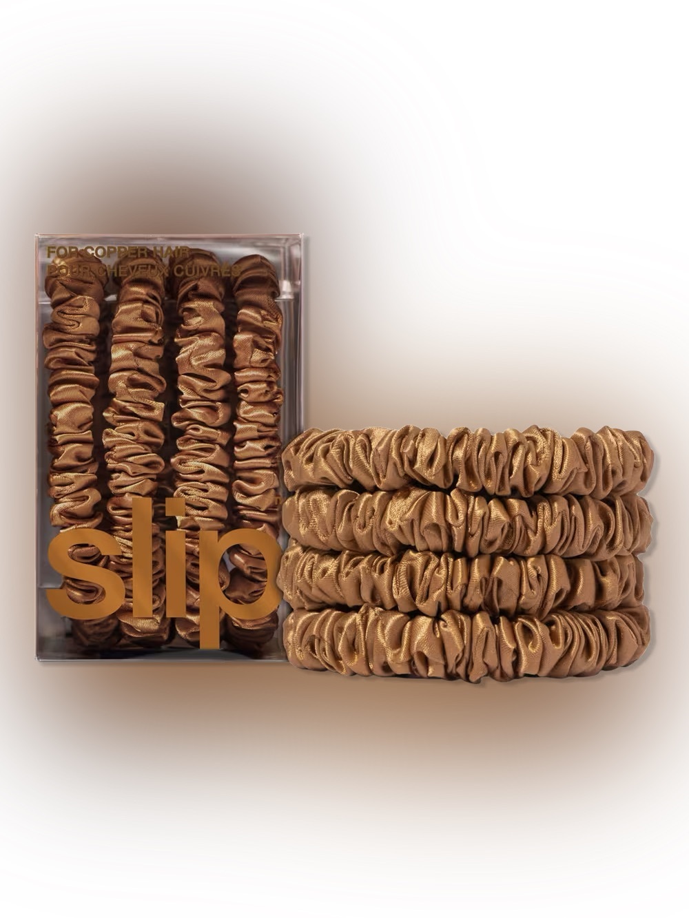 Slip Pure Silk Skinny Scrunchies 4pc Set- Copper